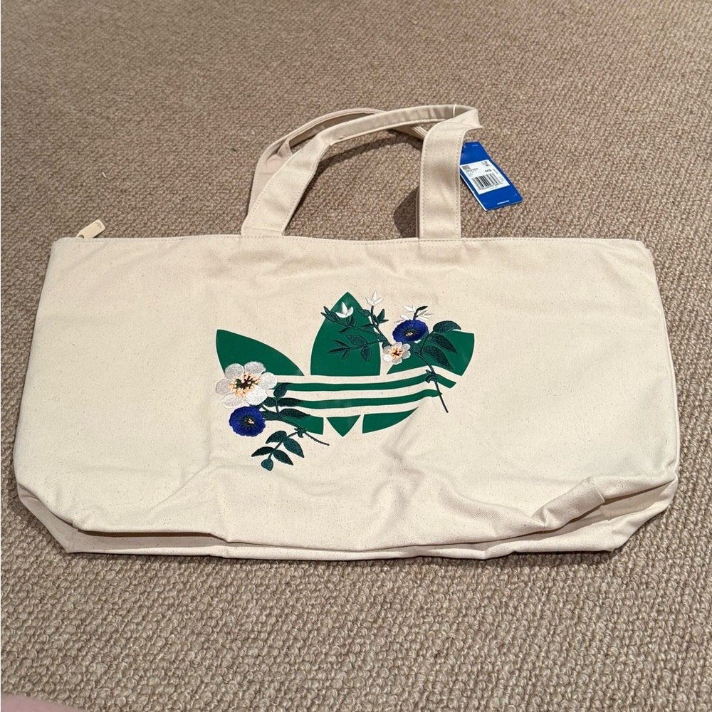 *BRAND NEW* Adidas Cream Tote with Green Floral Design